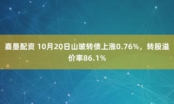 嘉垦配资 10月20日山玻转债上涨0.76%，转股溢价率86.1%