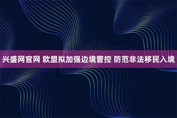 兴盛网官网 欧盟拟加强边境管控 防范非法移民入境